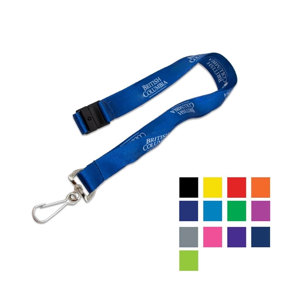 Custom 3/4" Polyester Lanyard w/ Metal J Hook & Safety Break