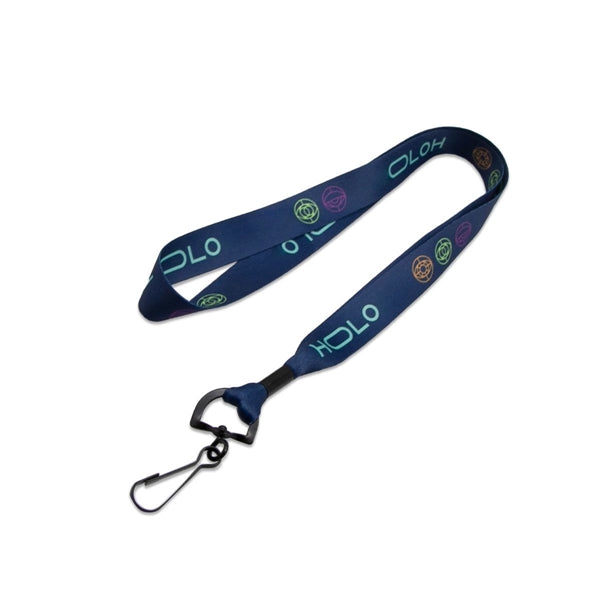 Custom 3/4" Polyester Lanyard w/ Swivel J Hook & Metal Crimp