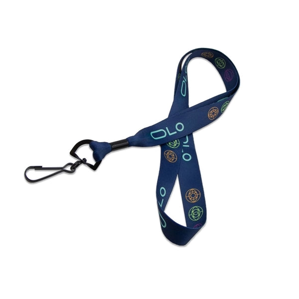 Custom 3/4" Polyester Lanyard w/ Swivel J Hook & Metal Crimp