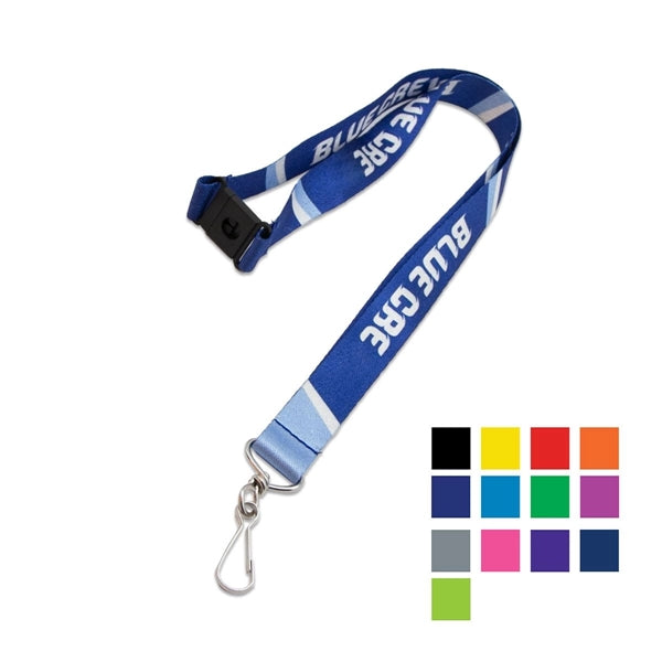 Custom 3/4" Polyester Lanyard w/ Swivel J Hook & Safety Brea