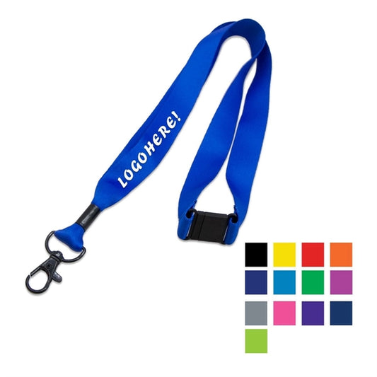 Custom 3/4" Polyester Lanyard w/ Black Lobster Claw & Safety