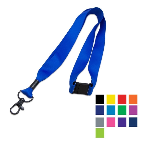 Custom 3/4" Polyester Lanyard w/ Black Lobster Claw & Safety