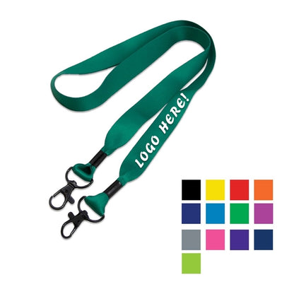 Custom Double Ended Lanyard w/ Black Lobster Claw & Metal Cr