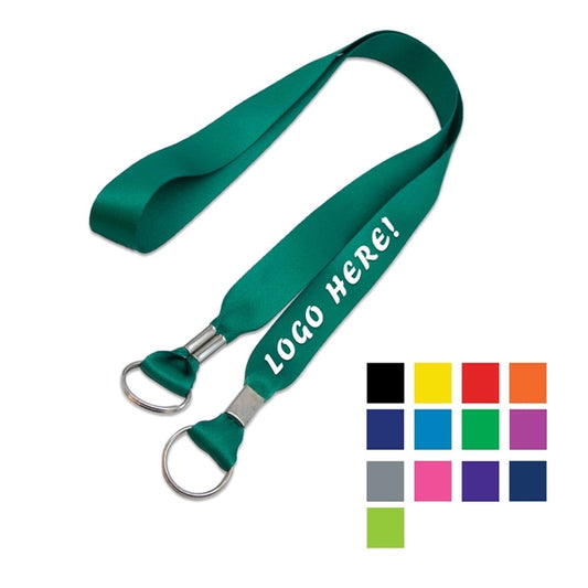 Custom Double Ended Lanyard w/ Metal Split Ring & Crimp