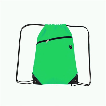 210D Polyester Drawstring Backpack w/ Zipper