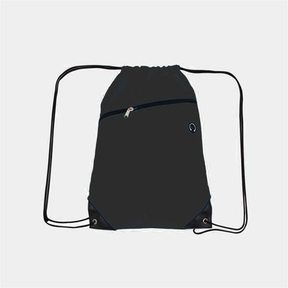210D Polyester Drawstring Backpack w/ Zipper