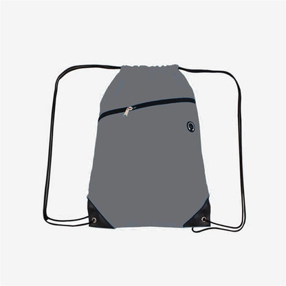 210D Polyester Drawstring Backpack w/ Zipper