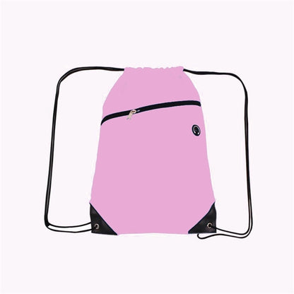 210D Polyester Drawstring Backpack w/ Zipper