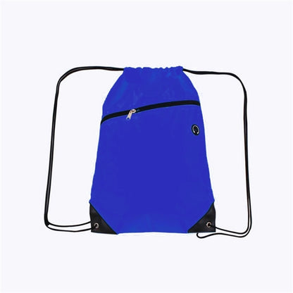 210D Polyester Drawstring Backpack w/ Zipper