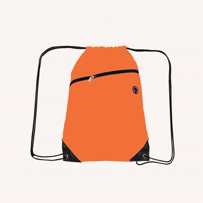210D Polyester Drawstring Backpack w/ Zipper