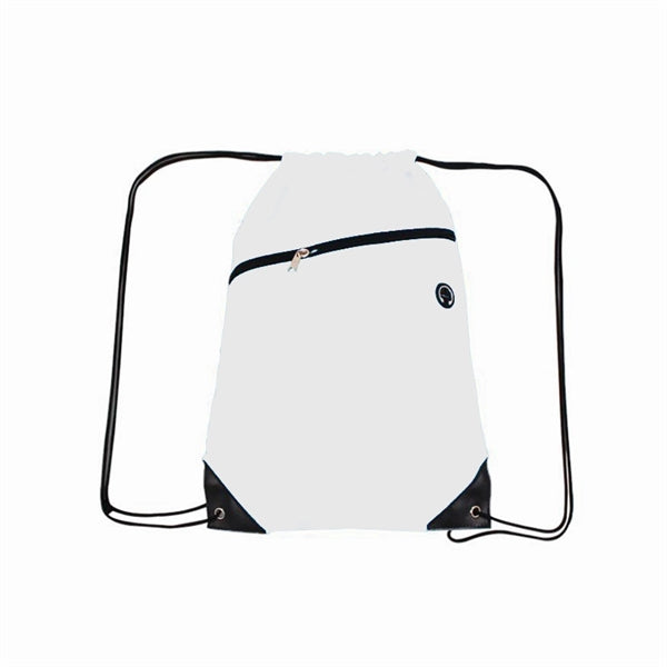 210D Polyester Drawstring Backpack w/ Zipper