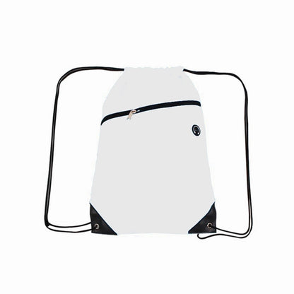 210D Polyester Drawstring Backpack w/ Zipper