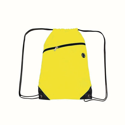 210D Polyester Drawstring Backpack w/ Zipper