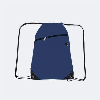 210D Polyester Drawstring Backpack w/ Zipper