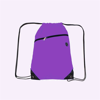 210D Polyester Drawstring Backpack w/ Zipper