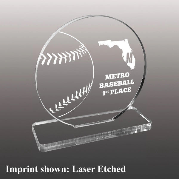 Baseball Themed Acrylic Award - Ultra Vivid Color