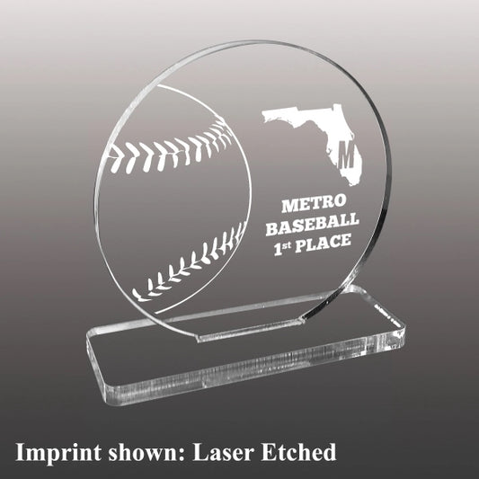 Baseball Themed Acrylic Award - Laser Etched