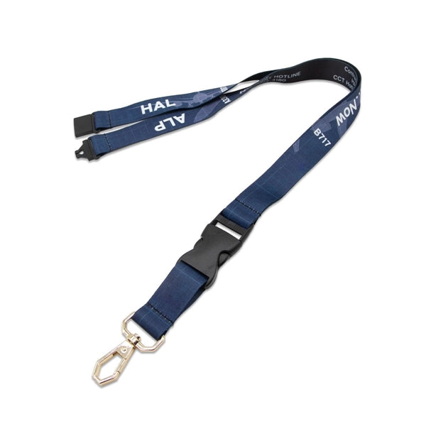 Custom 1" Polyester Lanyard w/ Lobster Claw & Buckle Release