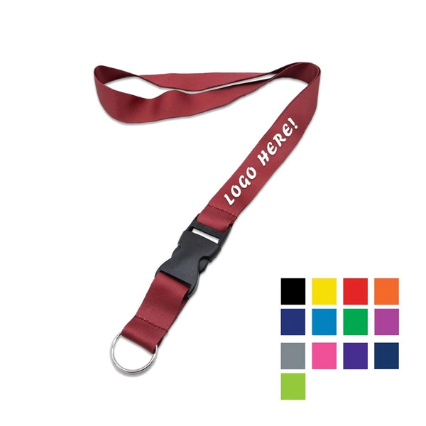 Custom 1" Lanyard w/ Metal Split Ring & Safety Breakaway