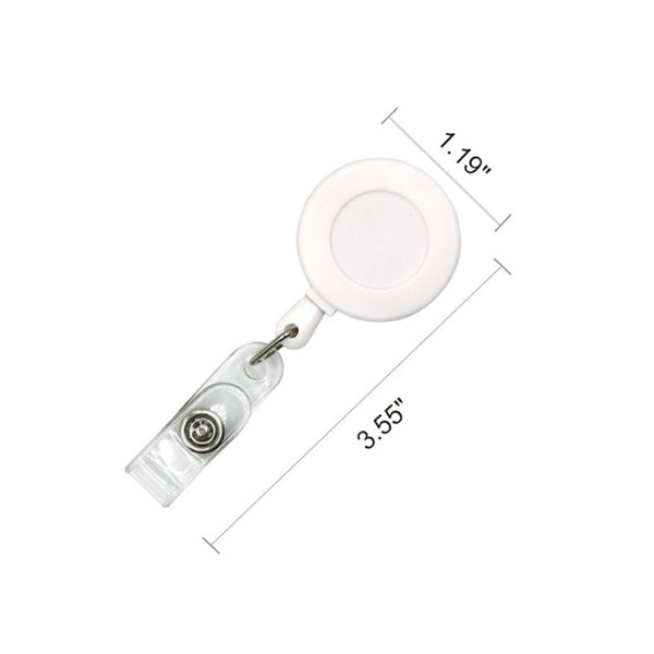 Round Frosted Badge Reel Holder w/ Belt Clip