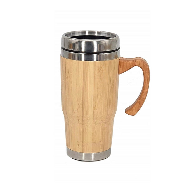 Stainless Steel Bamboo Tumbler W/ Handle