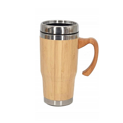 Stainless Steel Bamboo Tumbler W/ Handle