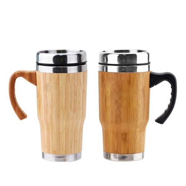 Stainless Steel Bamboo Tumbler W/ Handle