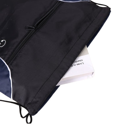 Tri-Color Drawstring Backpack w Earphone Slot & Front Pocket
