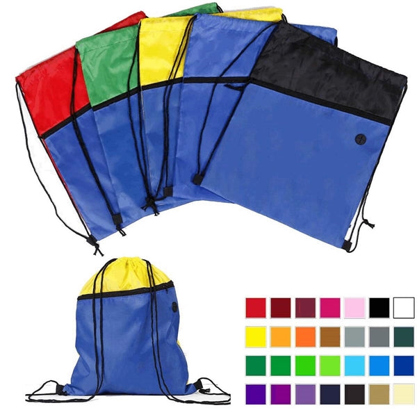 Oxford Cloth Drawstring Backpack With Zipper