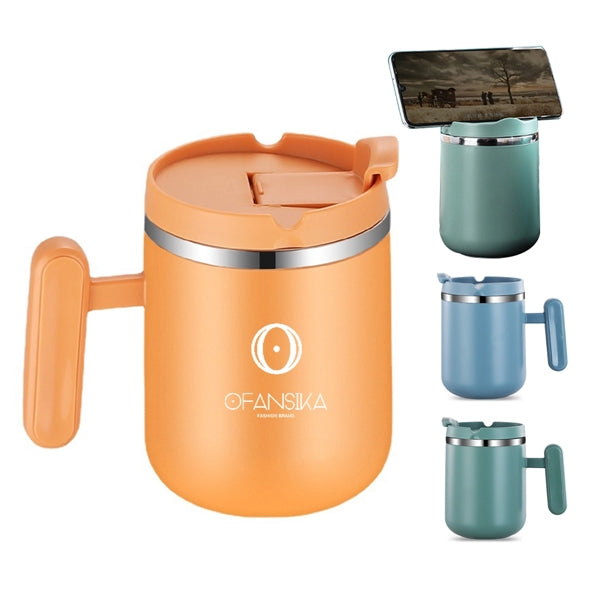 16oz Stainless Steel Mug W/ Mobile Phone Holder