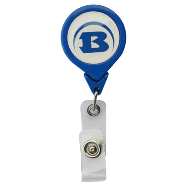Tear-Drop Retractable Round Badge Reel w/ Pins
