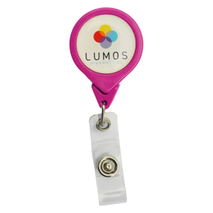 Tear-Drop Retractable Round Badge Reel w/ Pins