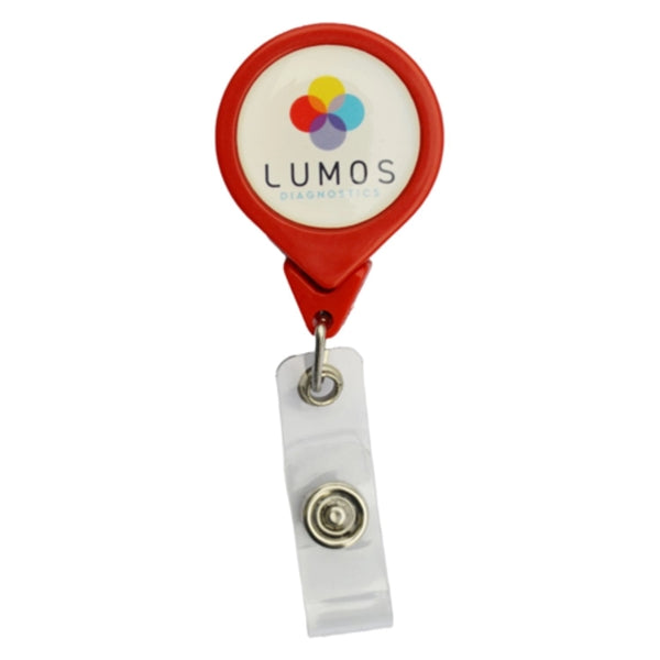 Tear-Drop Retractable Round Badge Reel w/ Pins