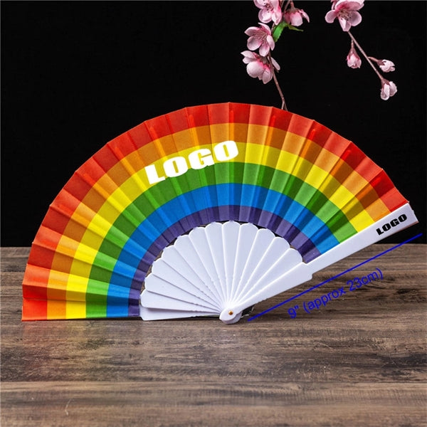 Rainbow Hand Fans Pride Folding Held Decorative