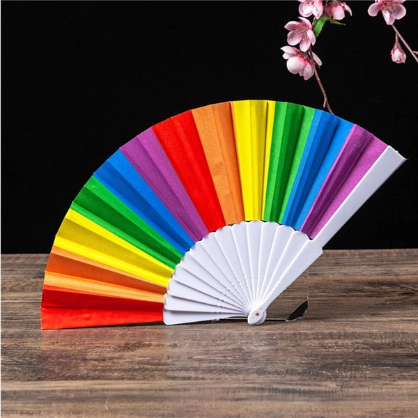 Rainbow Hand Fans Pride Folding Held Decorative