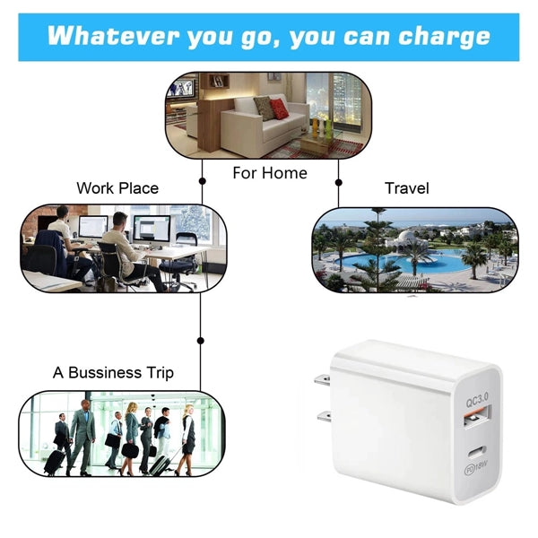 Fast Charge Pd18W Double Port Wall Charger