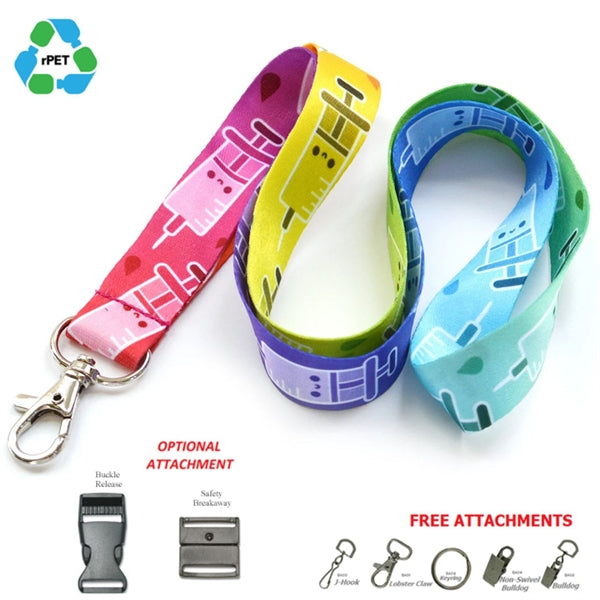 3/4" Recycled PET Sublimation Lanyard w/ ID Badge Holder