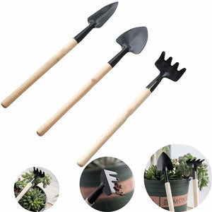 3Pcs Garden Wooden Tool Set