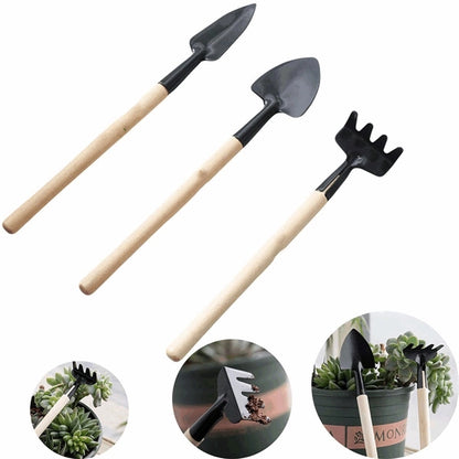 3Pcs Garden Wooden Tool Set