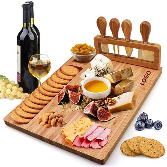 Bamboo Wooden Charcuterie Board with Cutlery Set