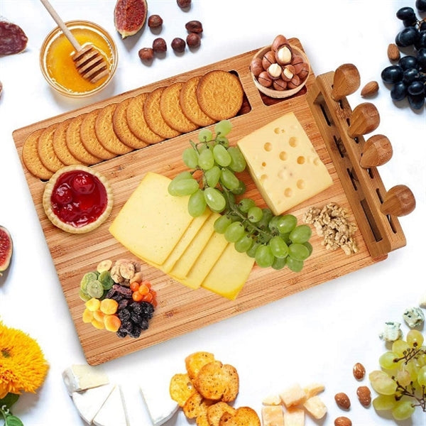 Bamboo Wooden Charcuterie Board with Cutlery Set
