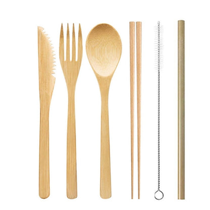 Flatware Cutlery Bamboo Set Outdoor Utensils Tableware