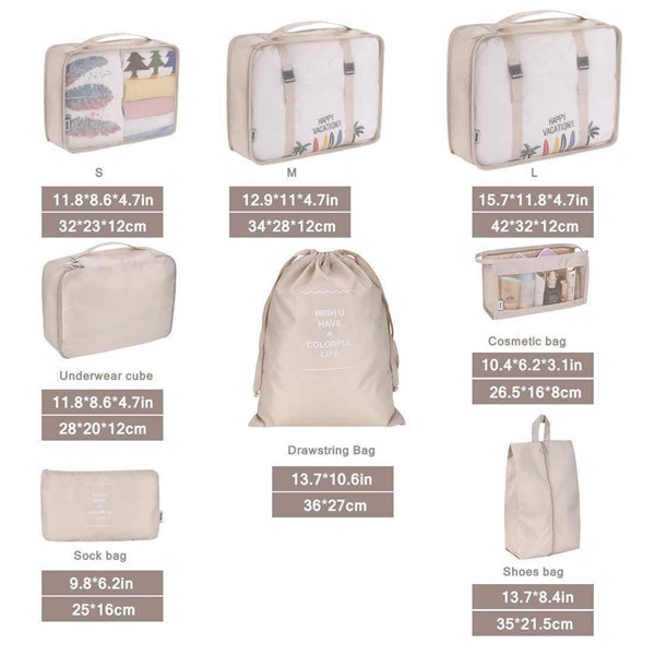 Luggage Organizer Storage Packing Cube Travel 8 Pcs Set
