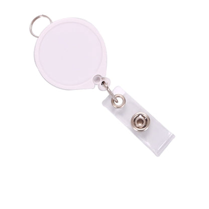 Retractable Round Badge Reel w/ Belt Clip & Hanging Loop