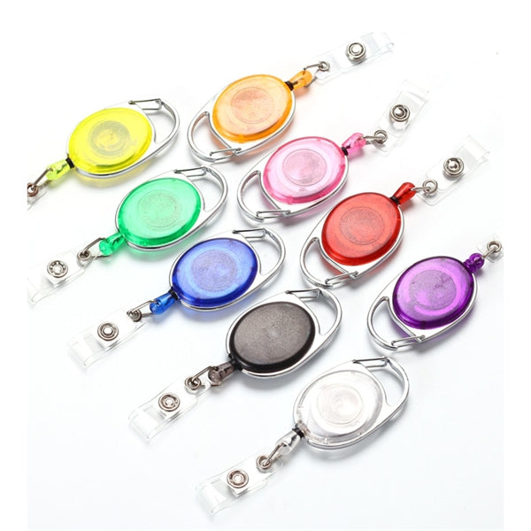 Transparent Oval Carabiner Badge Reel w/ Belt Clip