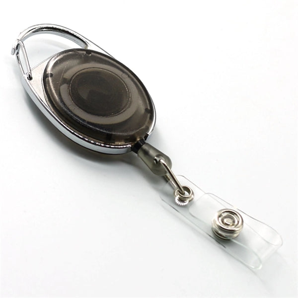 Front Concave Surface Oval Carabiner Badge Reel w/ Belt Clip