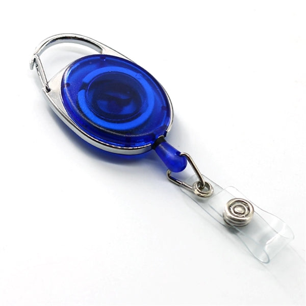 Front Concave Surface Oval Carabiner Badge Reel w/ Belt Clip