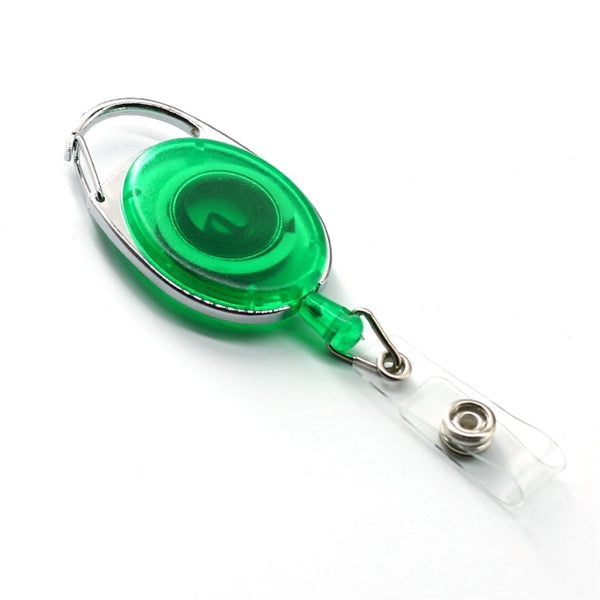Front Concave Surface Oval Carabiner Badge Reel w/ Belt Clip
