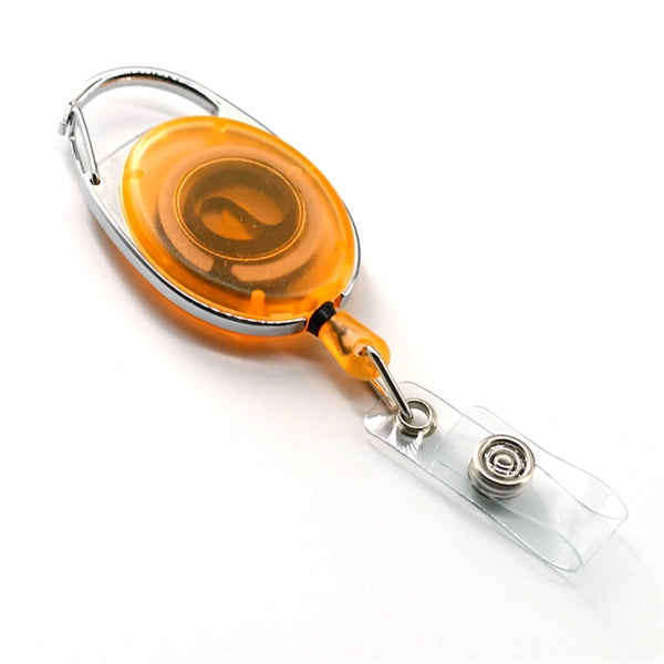 Front Concave Surface Oval Carabiner Badge Reel w/ Belt Clip