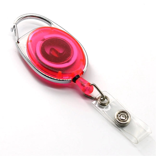 Front Concave Surface Oval Carabiner Badge Reel w/ Belt Clip